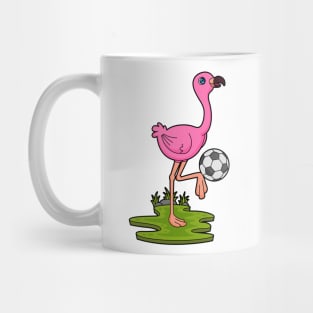 Flamingo as Soccer player with Soccer Mug